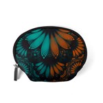 Beautiful Teal and Orange Paisley Fractal Feathers Accessory Pouches (Small)  Back