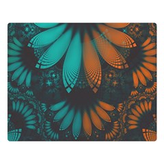 Beautiful Teal And Orange Paisley Fractal Feathers Double Sided Flano Blanket (large)  by jayaprime