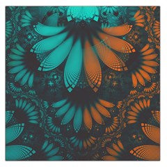 Beautiful Teal And Orange Paisley Fractal Feathers Large Satin Scarf (square) by jayaprime