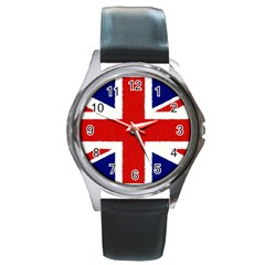 Union Jack Pencil Art Round Metal Watch by picsaspassion