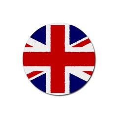 Union Jack Pencil Art Rubber Coaster (round)  by picsaspassion