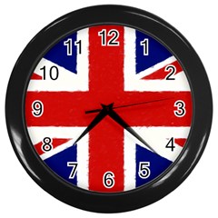 Union Jack Watercolor Drawing Art Wall Clocks (black) by picsaspassion