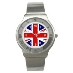 Union Jack Watercolor Drawing Art Stainless Steel Watch by picsaspassion