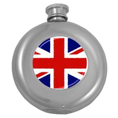 Union Jack Watercolor Drawing Art Round Hip Flask (5 Oz) by picsaspassion