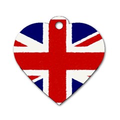 Union Jack Watercolor Drawing Art Dog Tag Heart (two Sides) by picsaspassion