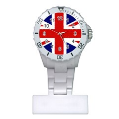 Union Jack Watercolor Drawing Art Plastic Nurses Watch by picsaspassion