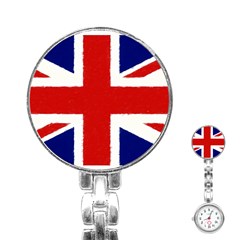 Union Jack Watercolor Drawing Art Stainless Steel Nurses Watch by picsaspassion