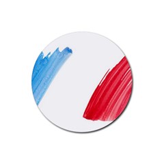 France Flag, Banner Watercolor Painting Art Rubber Round Coaster (4 Pack)  by picsaspassion