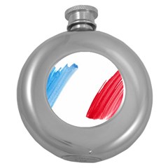 France Flag, Banner Watercolor Painting Art Round Hip Flask (5 Oz) by picsaspassion