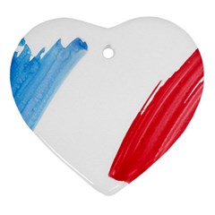 France Flag, Banner Watercolor Painting Art Heart Ornament (two Sides)