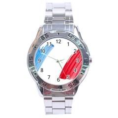 France Flag, Banner Watercolor Painting Art Stainless Steel Analogue Watch by picsaspassion