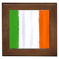 Flag Ireland, Banner Watercolor Painting Art Framed Tiles by picsaspassion