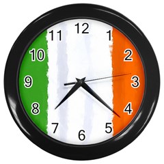 Flag Ireland, Banner Watercolor Painting Art Wall Clocks (black) by picsaspassion