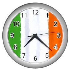 Flag Ireland, Banner Watercolor Painting Art Wall Clocks (silver)  by picsaspassion