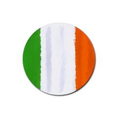 Flag Ireland, Banner Watercolor Painting Art Rubber Coaster (round)  by picsaspassion