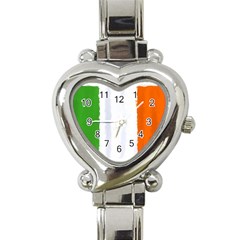 Flag Ireland, Banner Watercolor Painting Art Heart Italian Charm Watch by picsaspassion