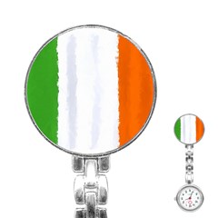 Flag Ireland, Banner Watercolor Painting Art Stainless Steel Nurses Watch by picsaspassion