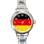 German flag, banner Deutschland, watercolor painting art Round Italian Charm Watch Front