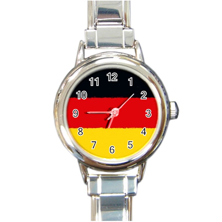 German flag, banner Deutschland, watercolor painting art Round Italian Charm Watch