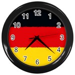 German flag, banner Deutschland, watercolor painting art Wall Clocks (Black) Front