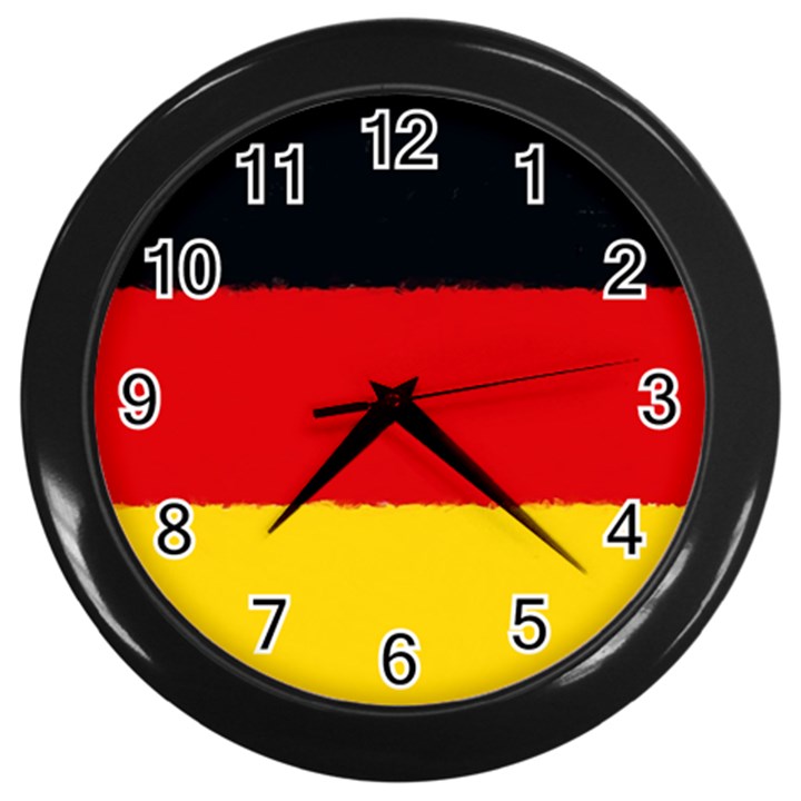 German flag, banner Deutschland, watercolor painting art Wall Clocks (Black)