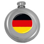 German flag, banner Deutschland, watercolor painting art Round Hip Flask (5 oz) Front