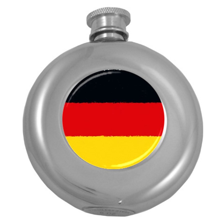 German flag, banner Deutschland, watercolor painting art Round Hip Flask (5 oz)