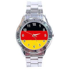 German flag, banner Deutschland, watercolor painting art Stainless Steel Analogue Watch