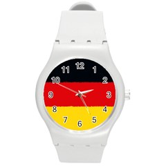 German flag, banner Deutschland, watercolor painting art Round Plastic Sport Watch (M)