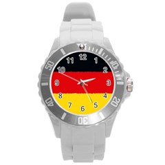 German Flag, Banner Deutschland, Watercolor Painting Art Round Plastic Sport Watch (l) by picsaspassion