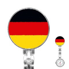 German Flag, Banner Deutschland, Watercolor Painting Art Stainless Steel Nurses Watch by picsaspassion