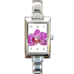 Lilac Phalaenopsis Aquarel  watercolor art painting Rectangle Italian Charm Watch Front