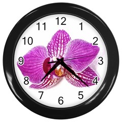 Lilac Phalaenopsis Aquarel  watercolor art painting Wall Clocks (Black)