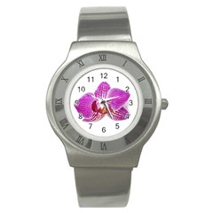 Lilac Phalaenopsis Aquarel  watercolor art painting Stainless Steel Watch