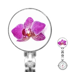 Lilac Phalaenopsis Aquarel  watercolor art painting Stainless Steel Nurses Watch