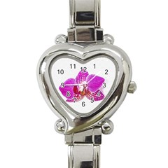 Lilac Phalaenopsis Flower, Floral Oil Painting Art Heart Italian Charm Watch by picsaspassion