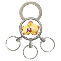 Yellow Phalaenopsis Flower, Floral Aquarel Watercolor Painting Art 3-ring Key Chains by picsaspassion