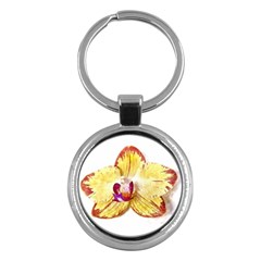 Yellow Phalaenopsis Flower, Floral Aquarel Watercolor Painting Art Key Chains (round) 