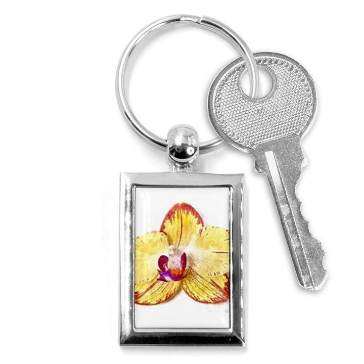 Yellow Phalaenopsis flower, floral Aquarel watercolor painting art Key Chains (Rectangle) 