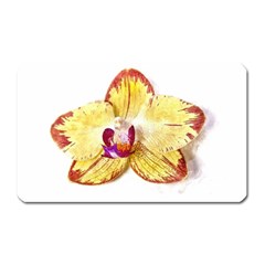 Yellow Phalaenopsis Flower, Floral Aquarel Watercolor Painting Art Magnet (rectangular) by picsaspassion