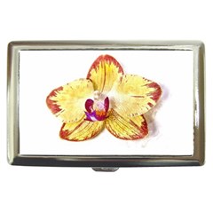 Yellow Phalaenopsis Flower, Floral Aquarel Watercolor Painting Art Cigarette Money Cases by picsaspassion