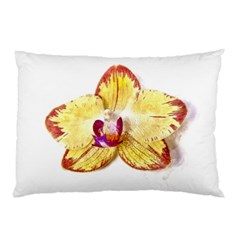 Yellow Phalaenopsis Flower, Floral Aquarel Watercolor Painting Art Pillow Case by picsaspassion