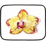 Yellow Phalaenopsis flower, floral Aquarel watercolor painting art Double Sided Fleece Blanket (Mini)  35 x27  Blanket Front