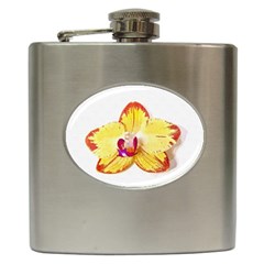 Phalaenopsis Yellow Flower, Floral Oil Painting Art Hip Flask (6 Oz) by picsaspassion