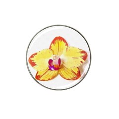 Phalaenopsis Yellow Flower, Floral Oil Painting Art Hat Clip Ball Marker by picsaspassion