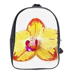 Phalaenopsis Yellow Flower, Floral Oil Painting Art School Bag (large) by picsaspassion