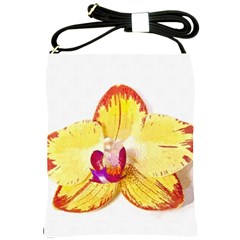 Phalaenopsis Yellow Flower, Floral Oil Painting Art Shoulder Sling Bags by picsaspassion