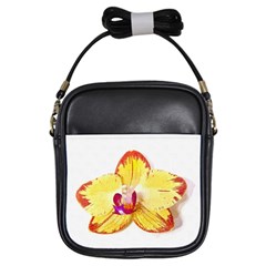 Phalaenopsis Yellow Flower, Floral Oil Painting Art Girls Sling Bags by picsaspassion