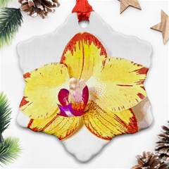 Phalaenopsis Yellow Flower, Floral Oil Painting Art Snowflake Ornament (two Sides) by picsaspassion