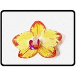 Phalaenopsis Yellow flower, floral oil painting art Double Sided Fleece Blanket (Large)  80 x60  Blanket Front